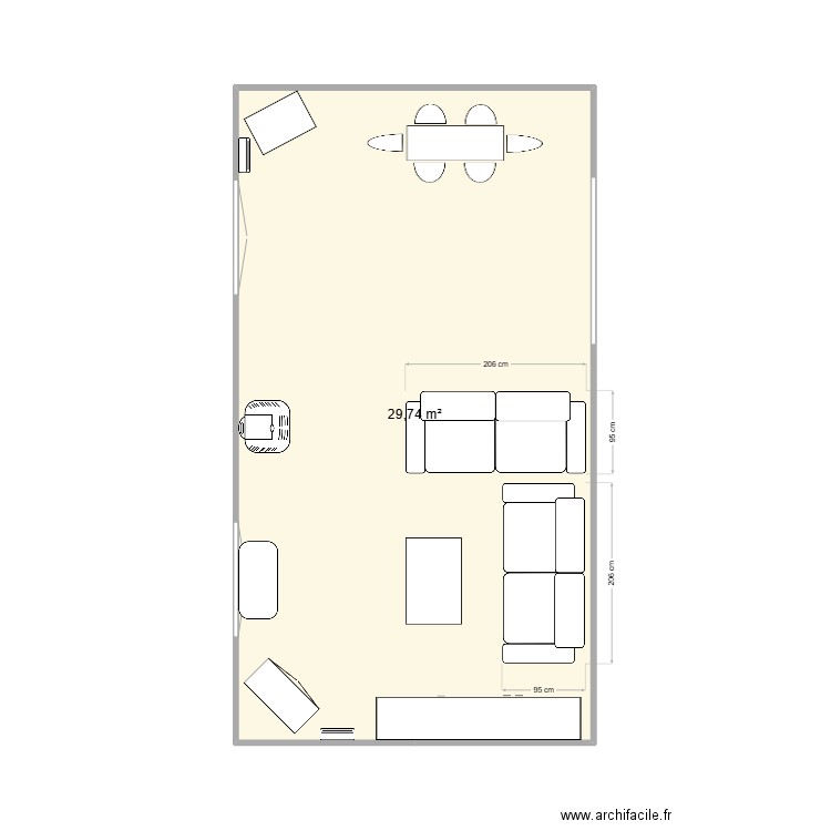 Avant. Plan de 1 pièce et 30 m2