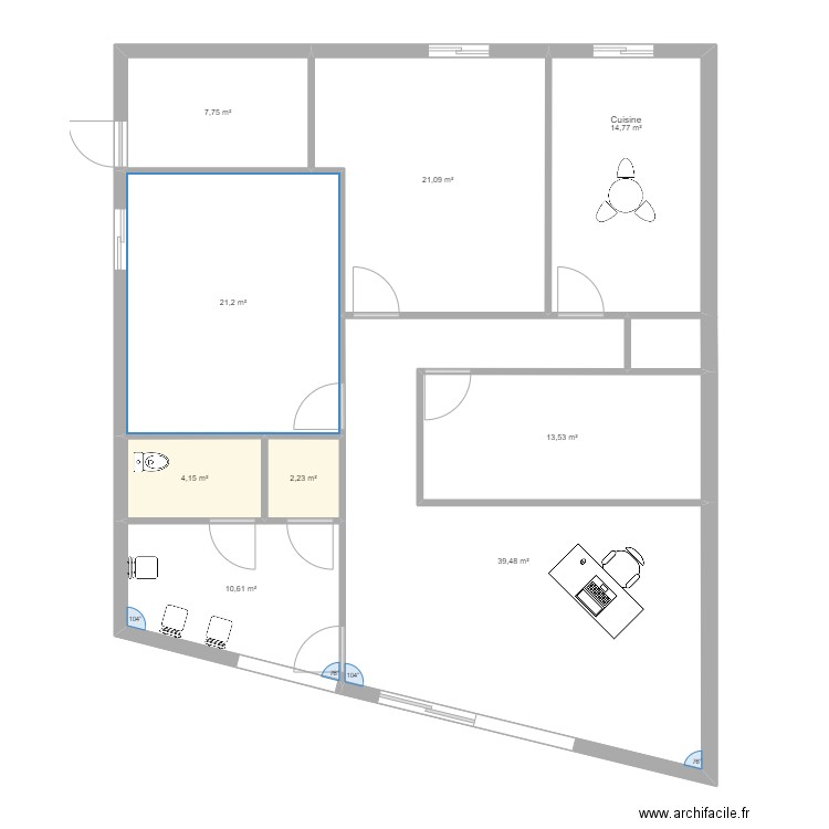 cabinet Dantaire. Plan de 9 pièces et 135 m2