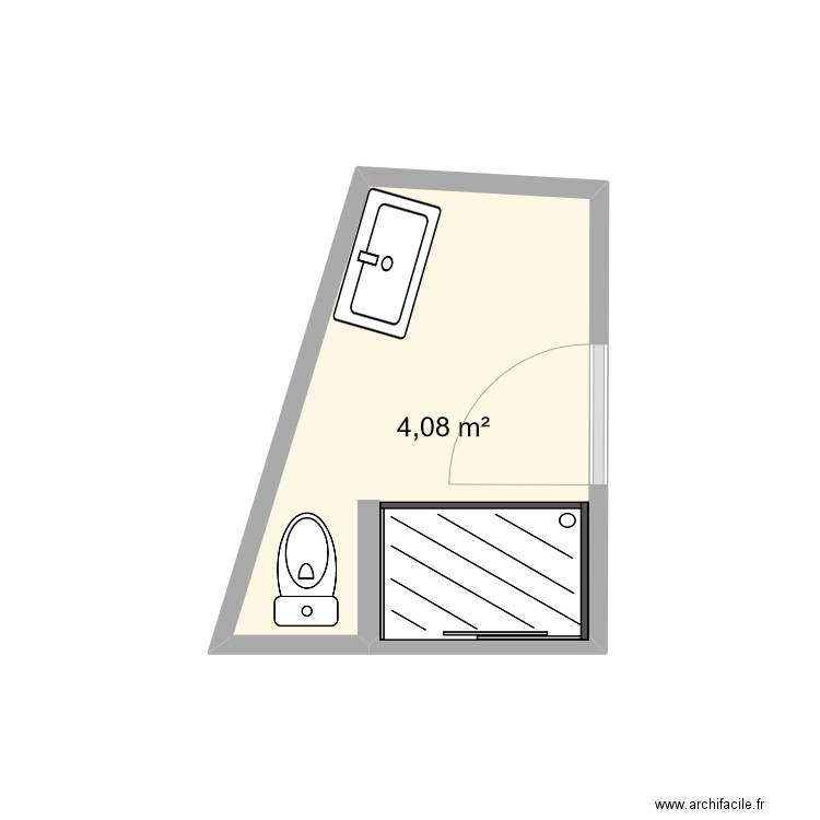 Salle de bain 2. Plan de 1 pièce et 4 m2