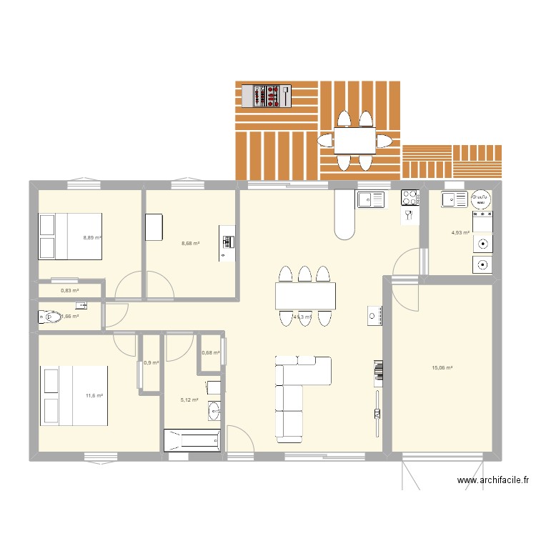 Semussac 01. Plan de 11 pièces et 100 m2