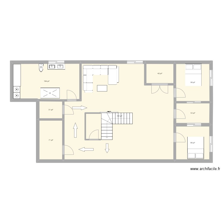 sous-sol. Plan de 8 pièces et 120 m2