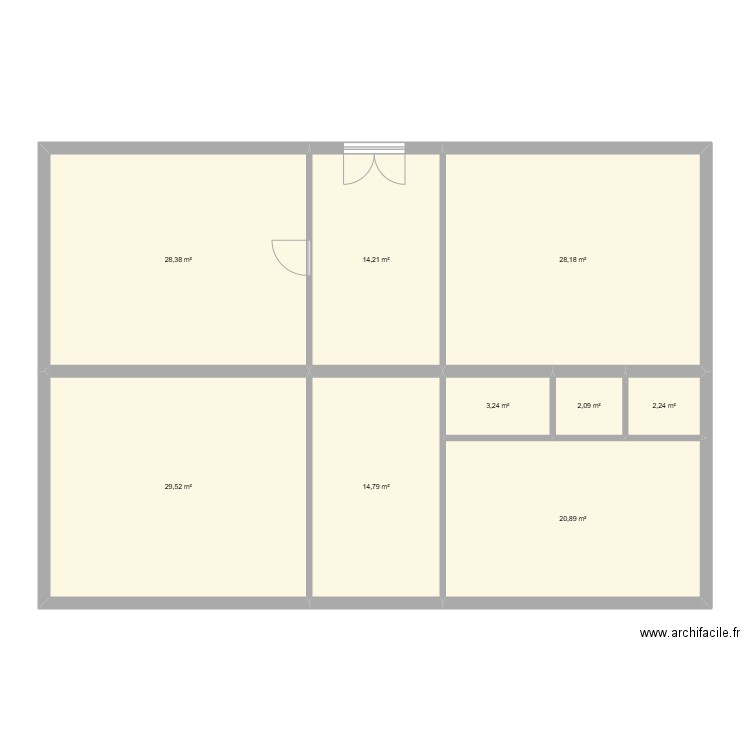 24-42 RDC . Plan de 9 pièces et 144 m2