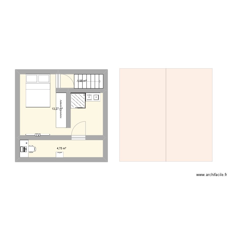 suite parental. Plan de 3 pièces et 20 m2