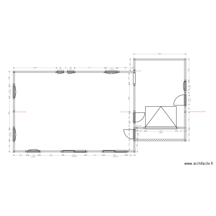 NERI  ELEVATION. Plan de 3 pièces et 124 m2