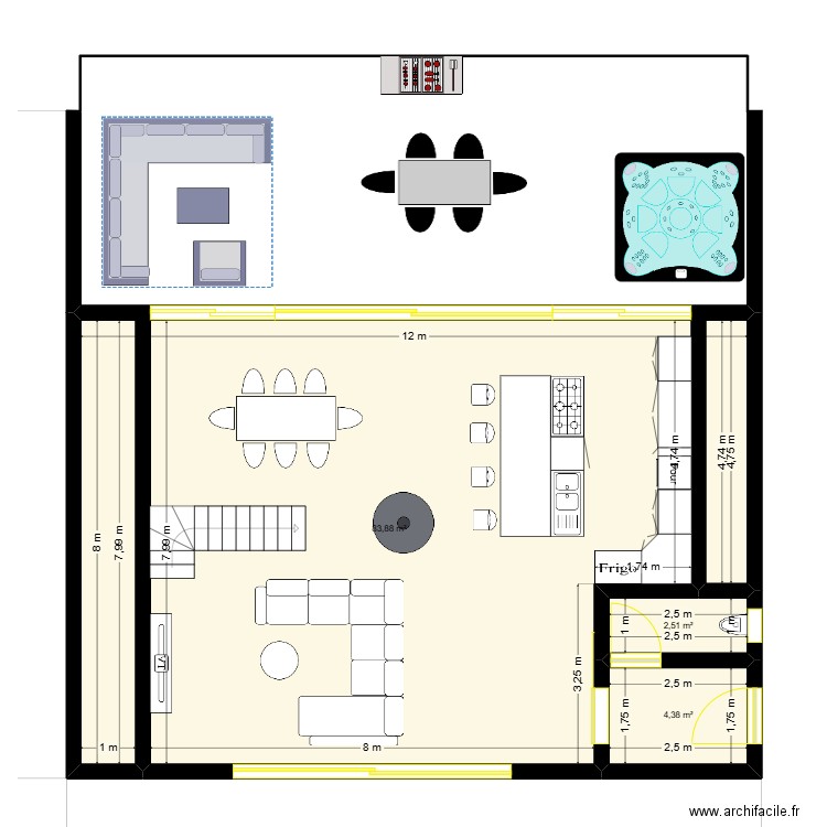 mais triangle2. Plan de 3 pièces et 91 m2