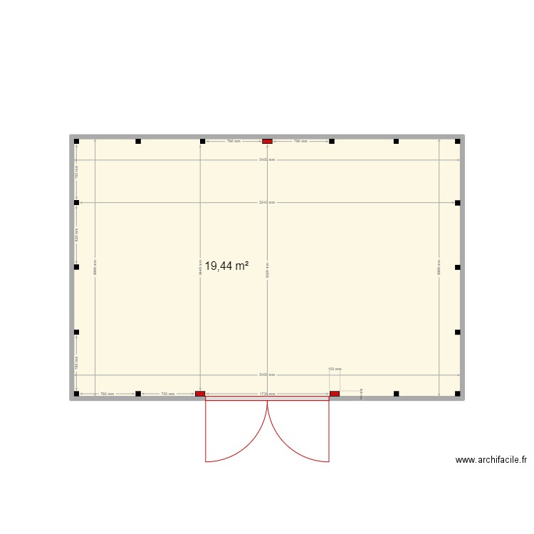 Abris de jardin. Plan de 1 pièce et 19 m2