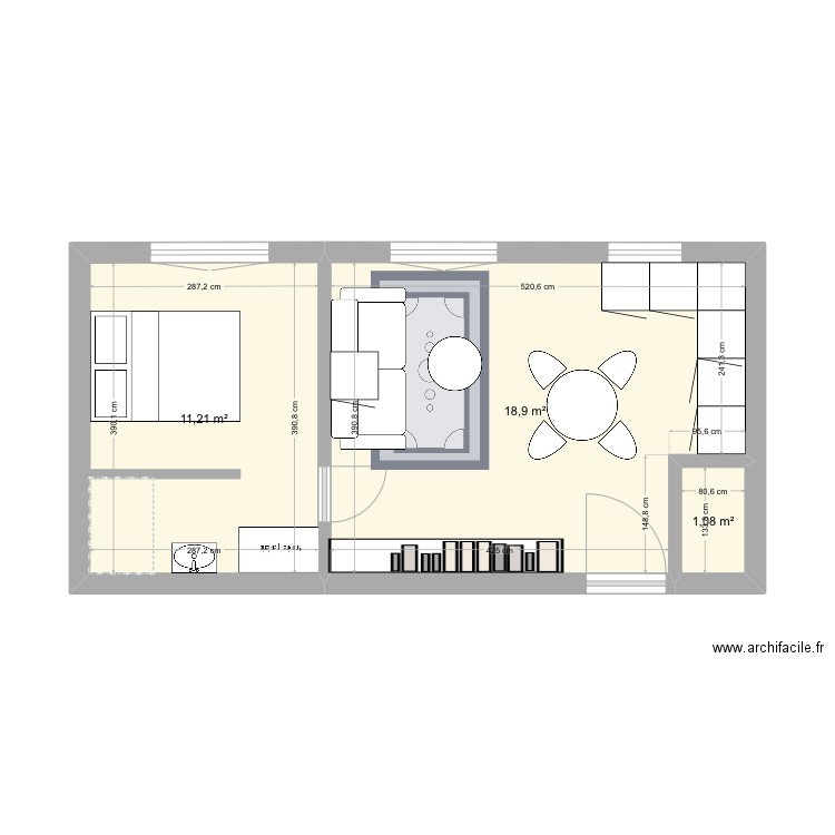 Duhesme1. Plan de 3 pièces et 31 m2