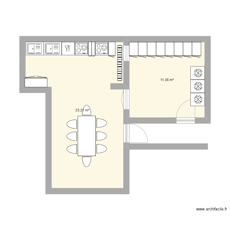 SAINT GENES nouvelle cuisine. Plan de 2 pièces et 35 m2