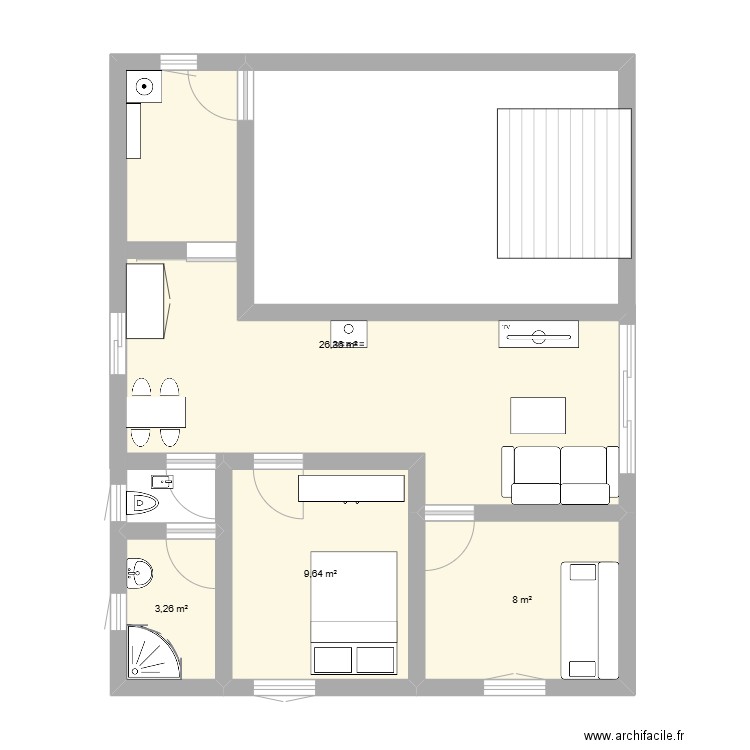 maman. Plan de 4 pièces et 47 m2