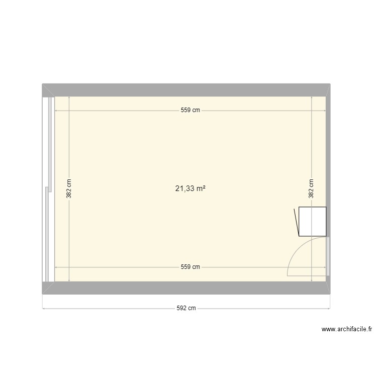 pln. Plan de 1 pièce et 21 m2