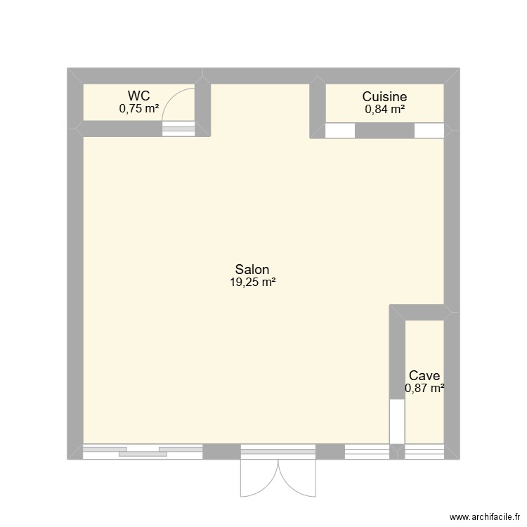 SALLE DE RESTAURANT. Plan de 4 pièces et 22 m2