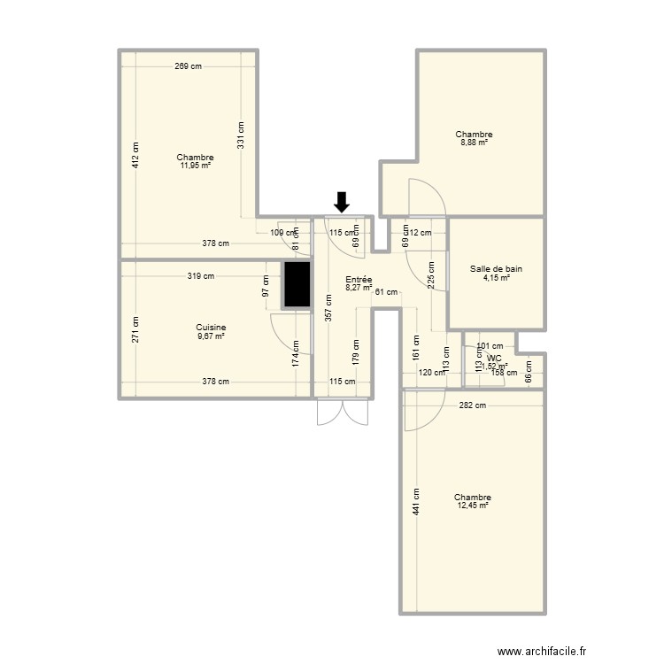 ue saint cyr. Plan de 8 pièces et 57 m2