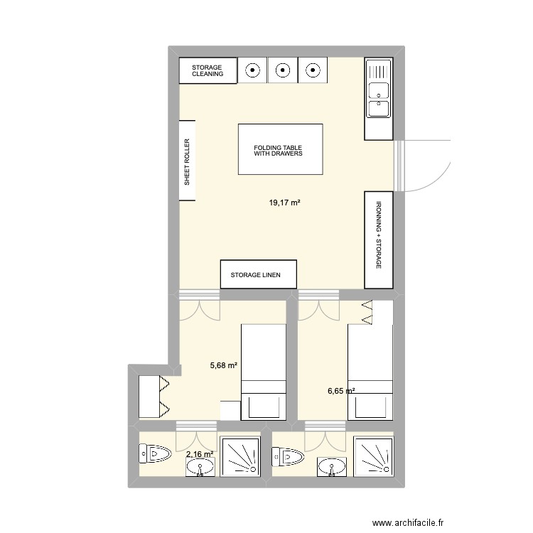 laundry - 2. Plan de 4 pièces et 34 m2