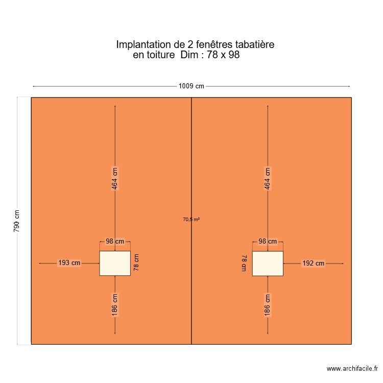 Saliers toit 1. Plan de 1 pièce et 71 m2