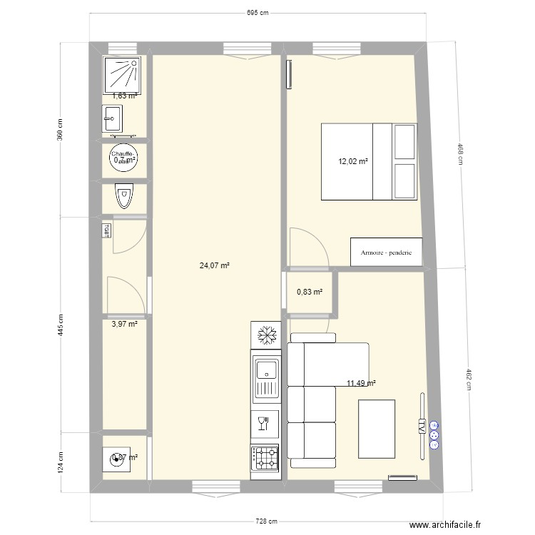 salengro 2. Plan de 8 pièces et 56 m2