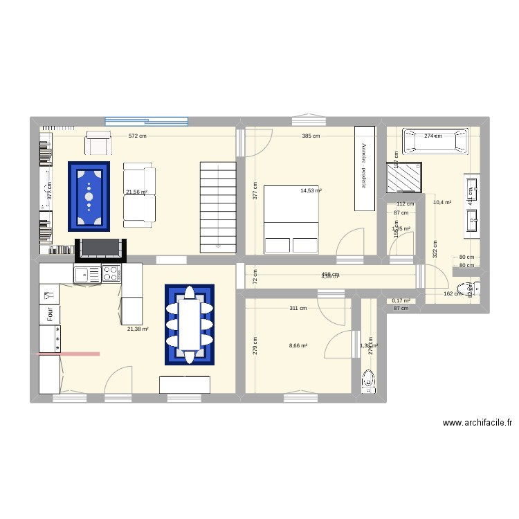 conflans. Plan de 9 pièces et 83 m2