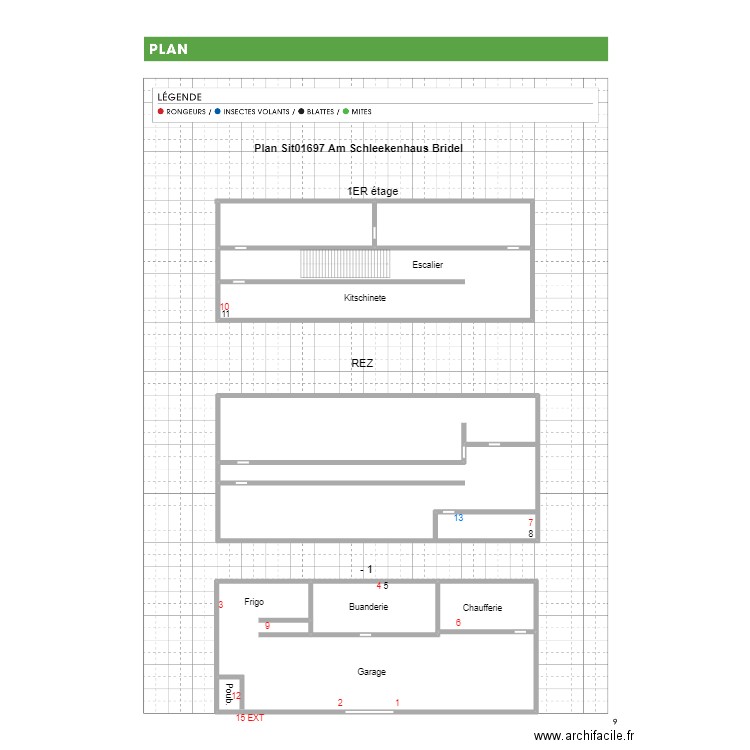 Plan sit01697 Am Schleekenhaus Bridel Secrétariat . Plan de 7 pièces et 781 m2