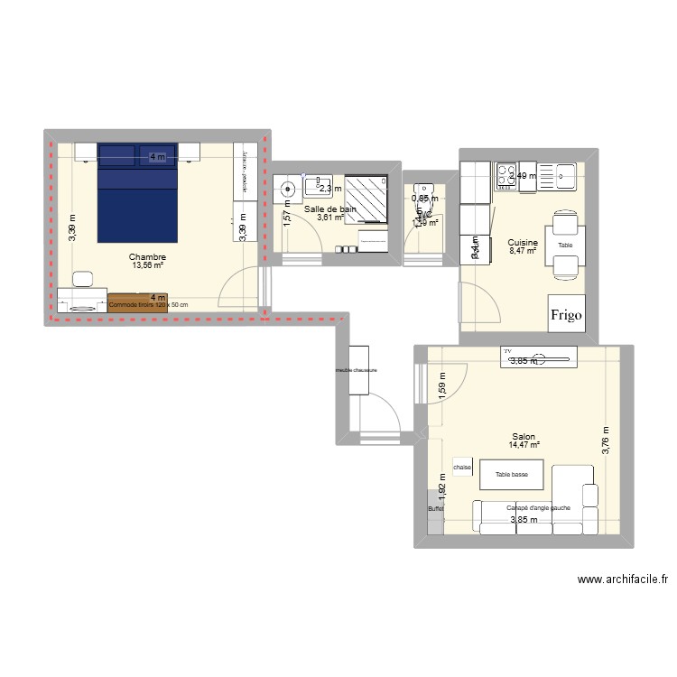 colmar 2. Plan de 5 pièces et 41 m2