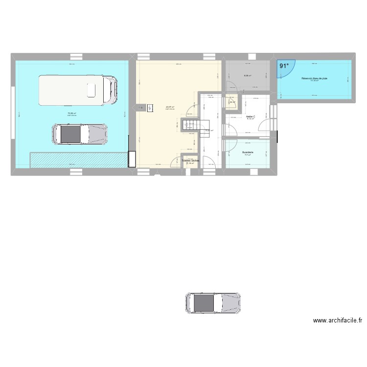 Remise 02. Plan de 9 pièces et 166 m2