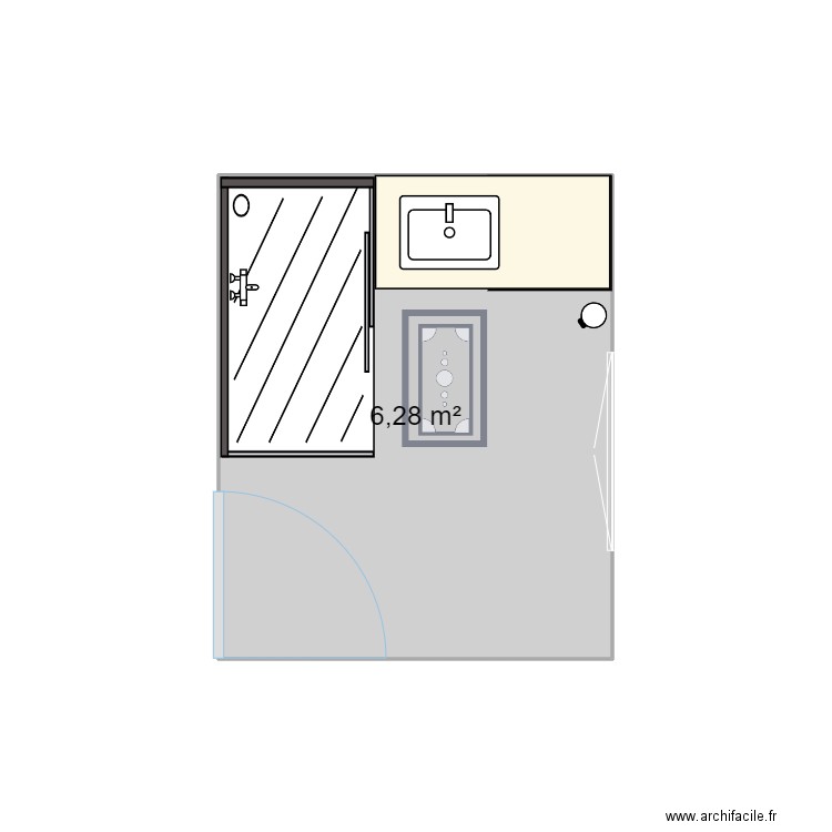 Salle de bain SM 2023. Plan de 1 pièce et 6 m2