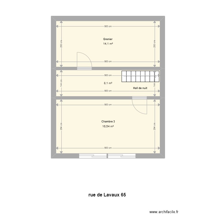 lavaux 65 2er Et. Plan de 3 pièces et 39 m2