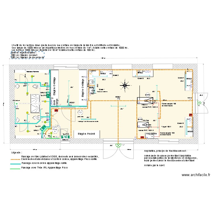 Local technique Implantation B.D V2401. Plan de 2 pièces et 119 m2