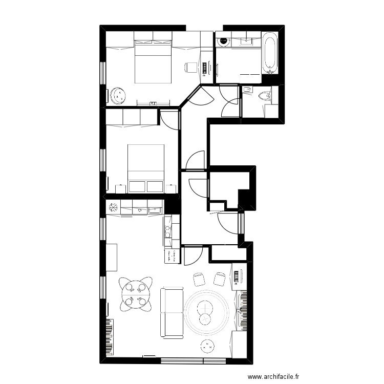 VAFA-Adèle-Journée2. Plan de 5 pièces et 77 m2