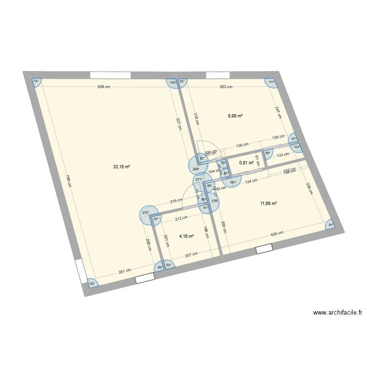 APPARTEMENT 2. Plan de 5 pièces et 60 m2