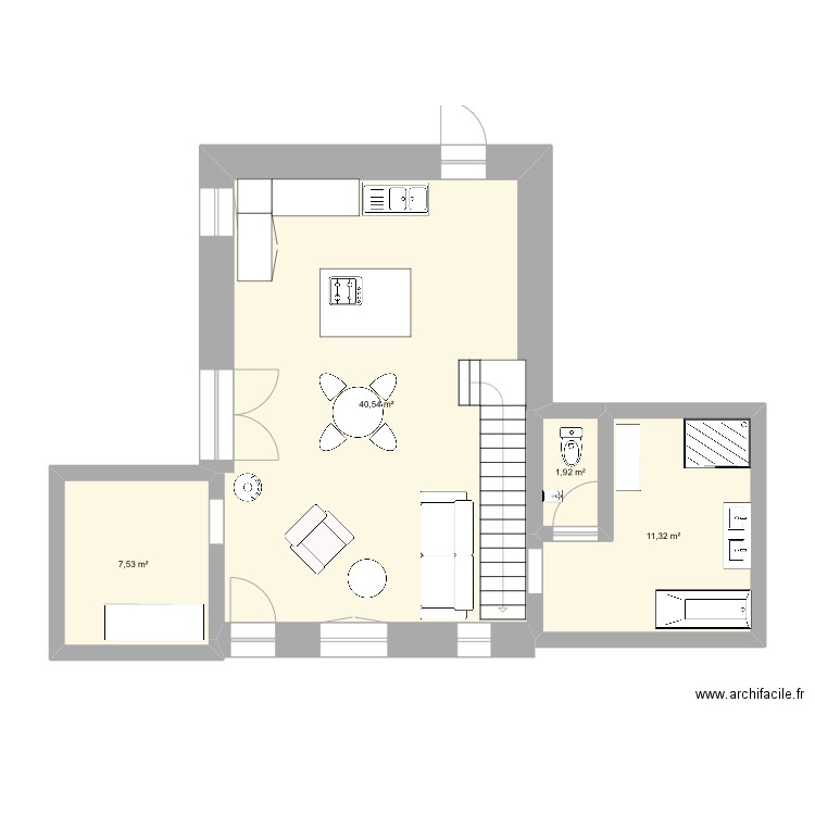 1 ESSAI. Plan de 4 pièces et 61 m2