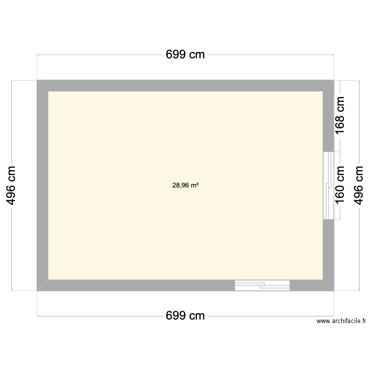 Facade apres travaux. Plan de 1 pièce et 29 m2