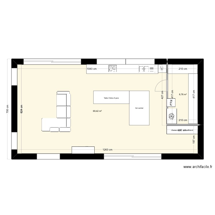 Salon . Plan de 3 pièces et 157 m2