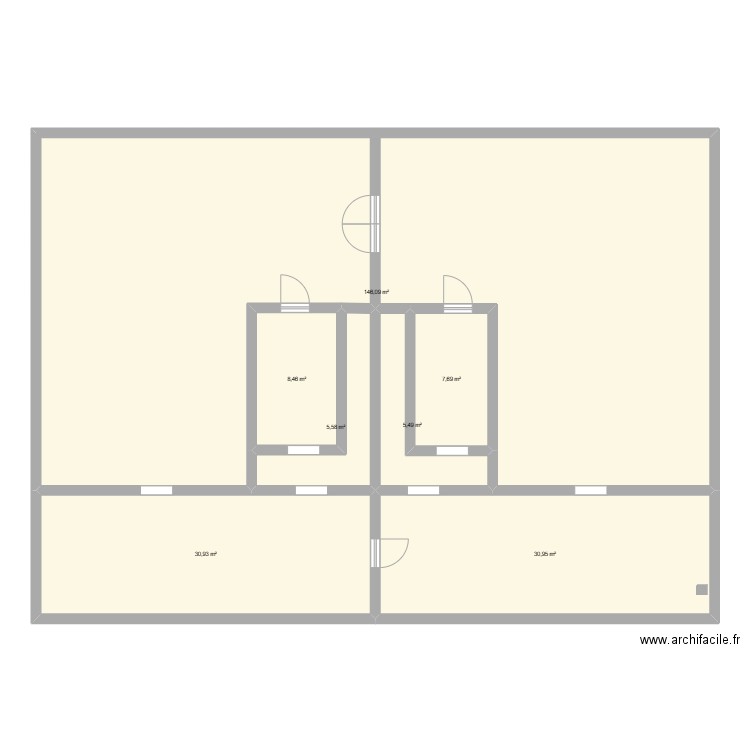 bâtiment 2 lots robot et litière malaxé. Plan de 7 pièces et 235 m2