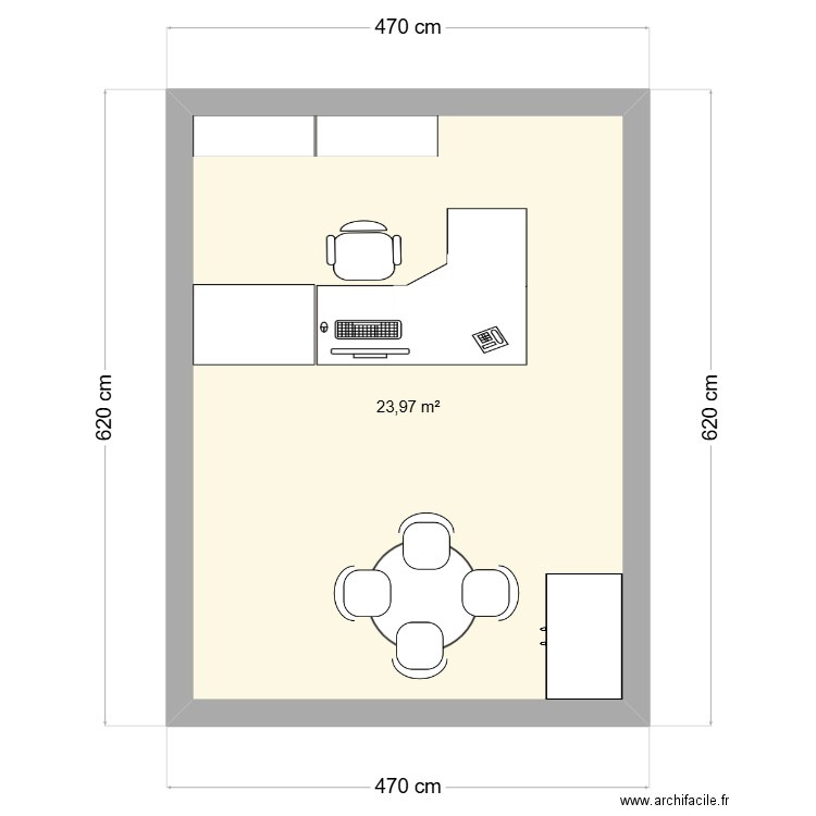 BUREAU SA. Plan de 1 pièce et 24 m2