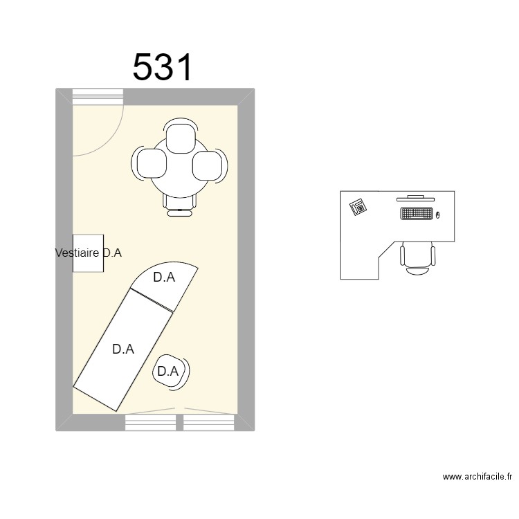 Bureau R 531 - D.AUBINEAU. Plan de 1 pièce et 13 m2