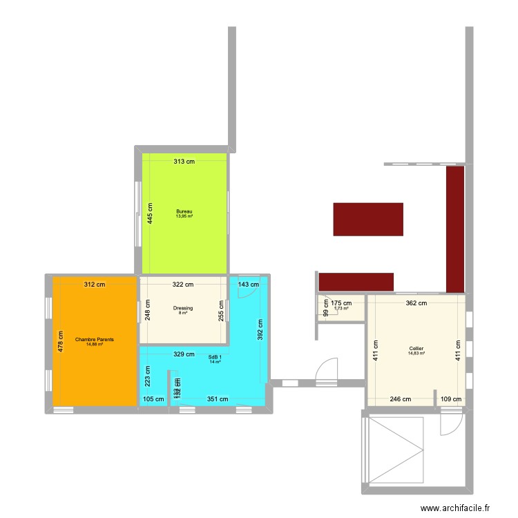 Maison V3. Plan de 6 pièces et 67 m2