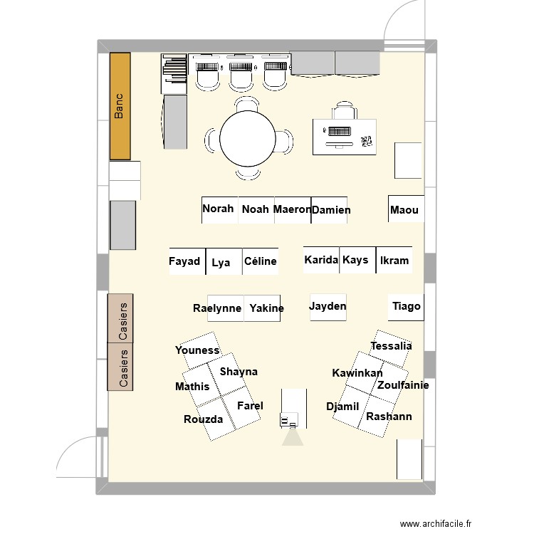 Classe P3 V1. Plan de 1 pièce et 65 m2