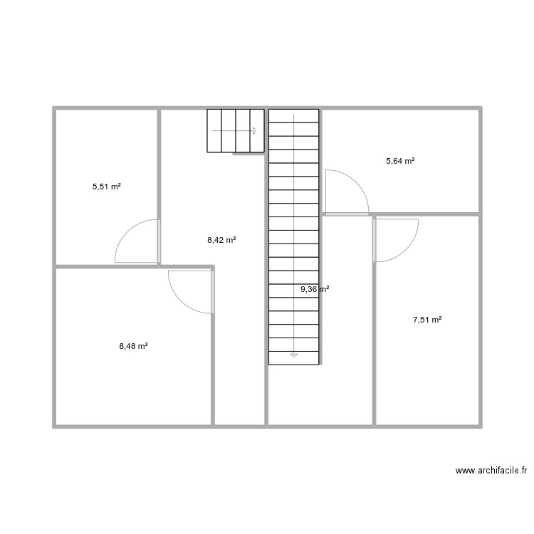 dzdza. Plan de 6 pièces et 45 m2