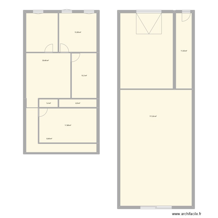 clémenceau de base. Plan de 9 pièces et 209 m2