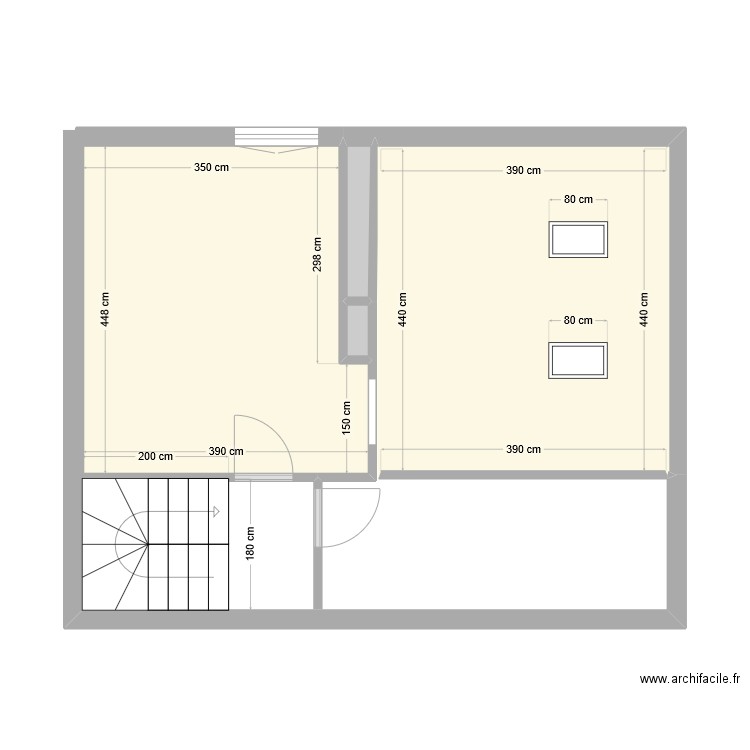 SIMONIN 1 quai Lapicque agrandissement. Plan de 4 pièces et 34 m2