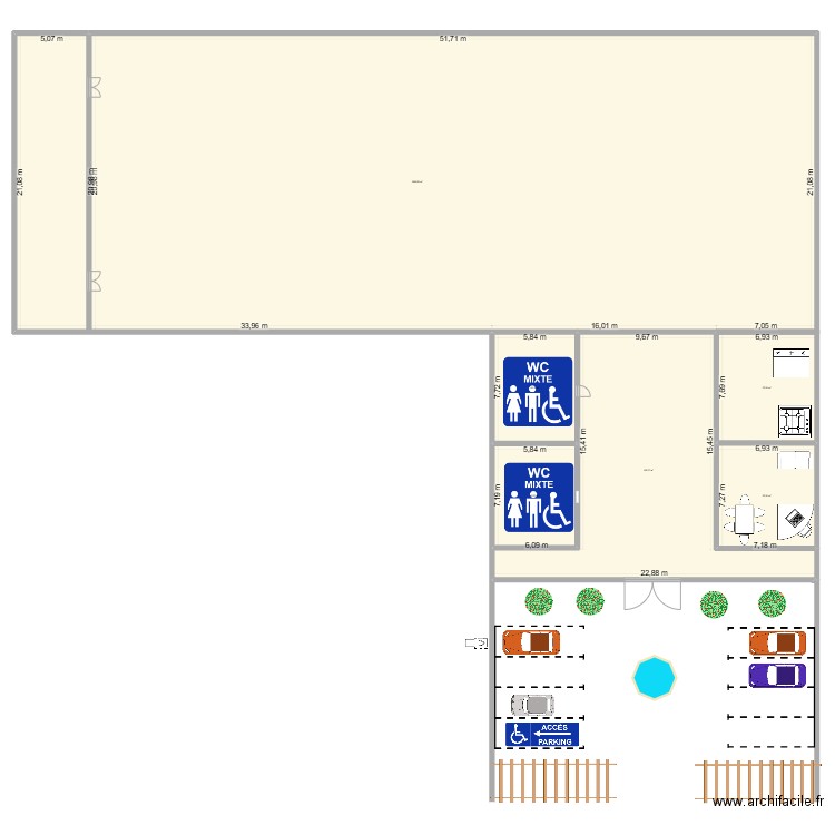 sala. Plan de 6 pièces et 1583 m2