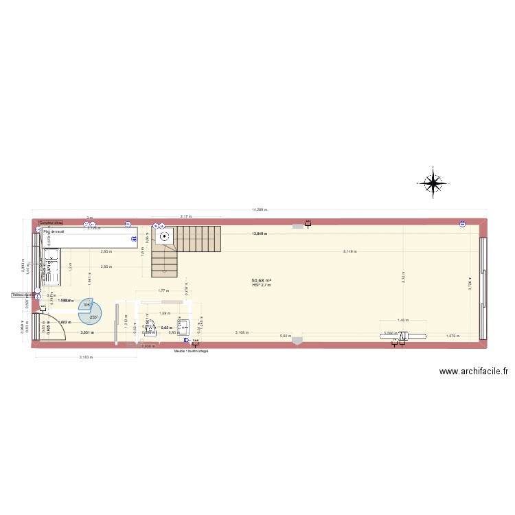 PROJET RENO 2025 distrib Prises spéciales - 34 LA PEROUSE RDC. Plan de 2 pièces et 51 m2