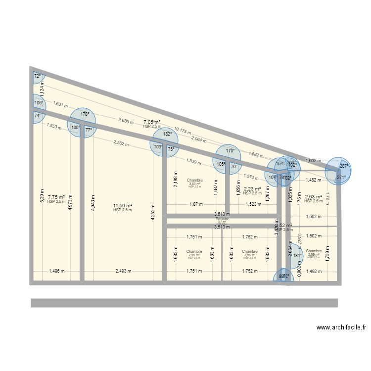 ma maison. Plan de 11 pièces et 45 m2