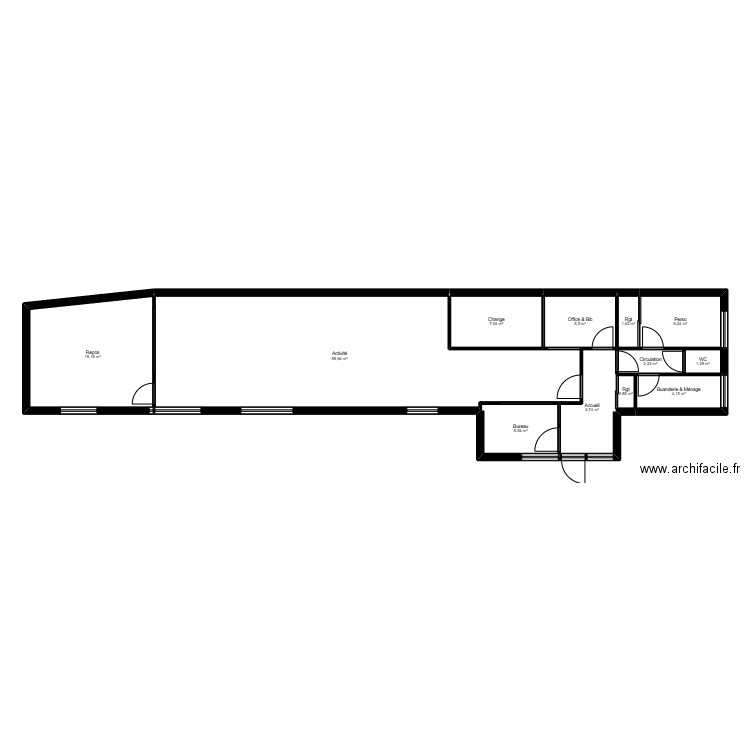 91CM14G Projet. Plan de 12 pièces et 119 m2