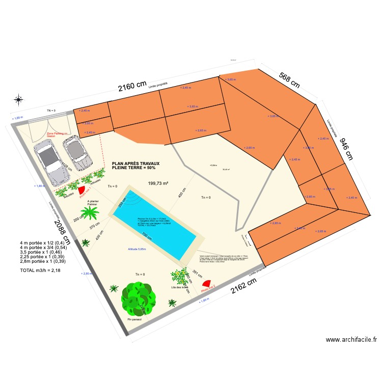 Bois plage travaux avec terrasse modifiée def urbanisme (1 oct 2024) . Plan de 20 pièces et 403 m2