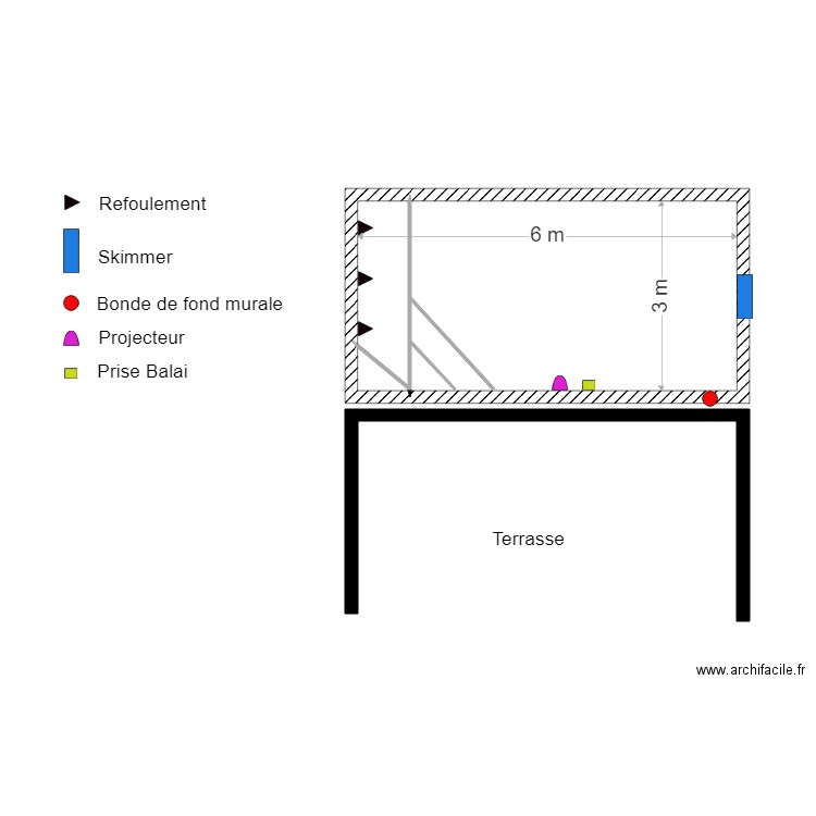  panades. Plan de 3 pièces et 21 m2