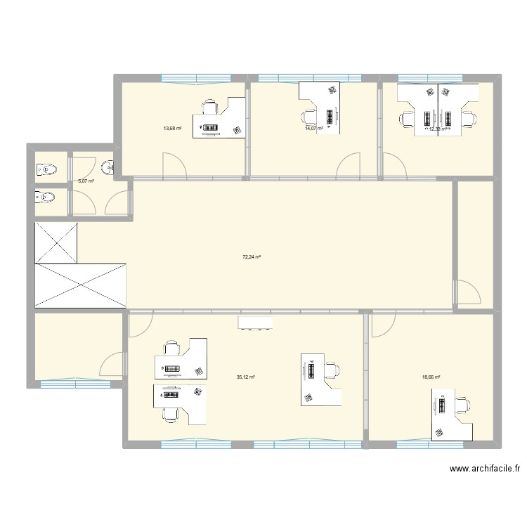 Office RDF Floor 1. Plan de 7 pièces et 171 m2