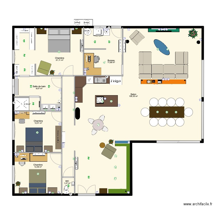 projet 3. Plan de 8 pièces et 175 m2