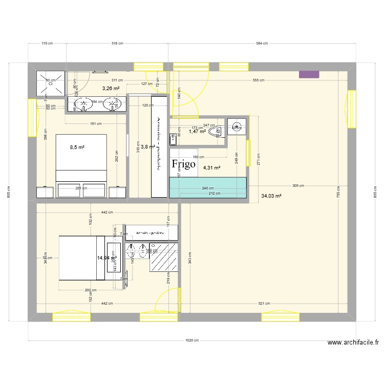 Bellet 3. Plan de 7 pièces et 70 m2