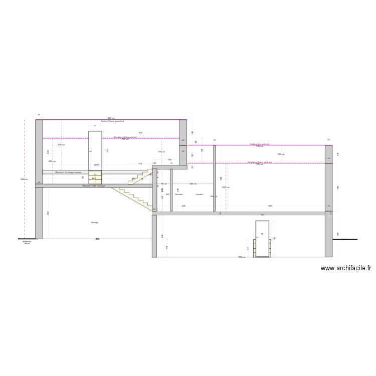 Projet RDF_Coupe Extension_3_sans escalier cave. Plan de 0 pièce et 0 m2