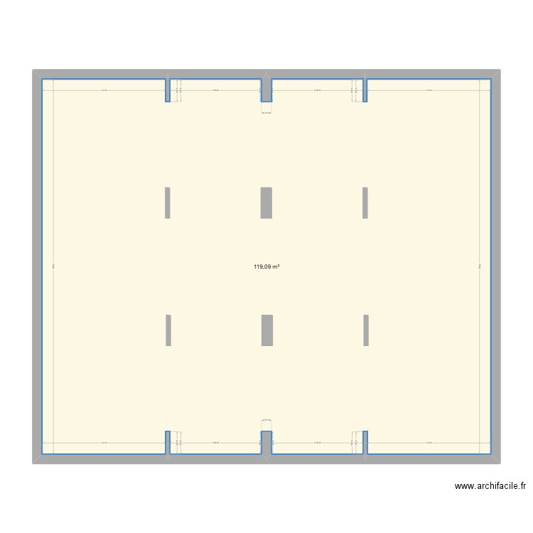 Local Pain. Plan de 1 pièce et 119 m2